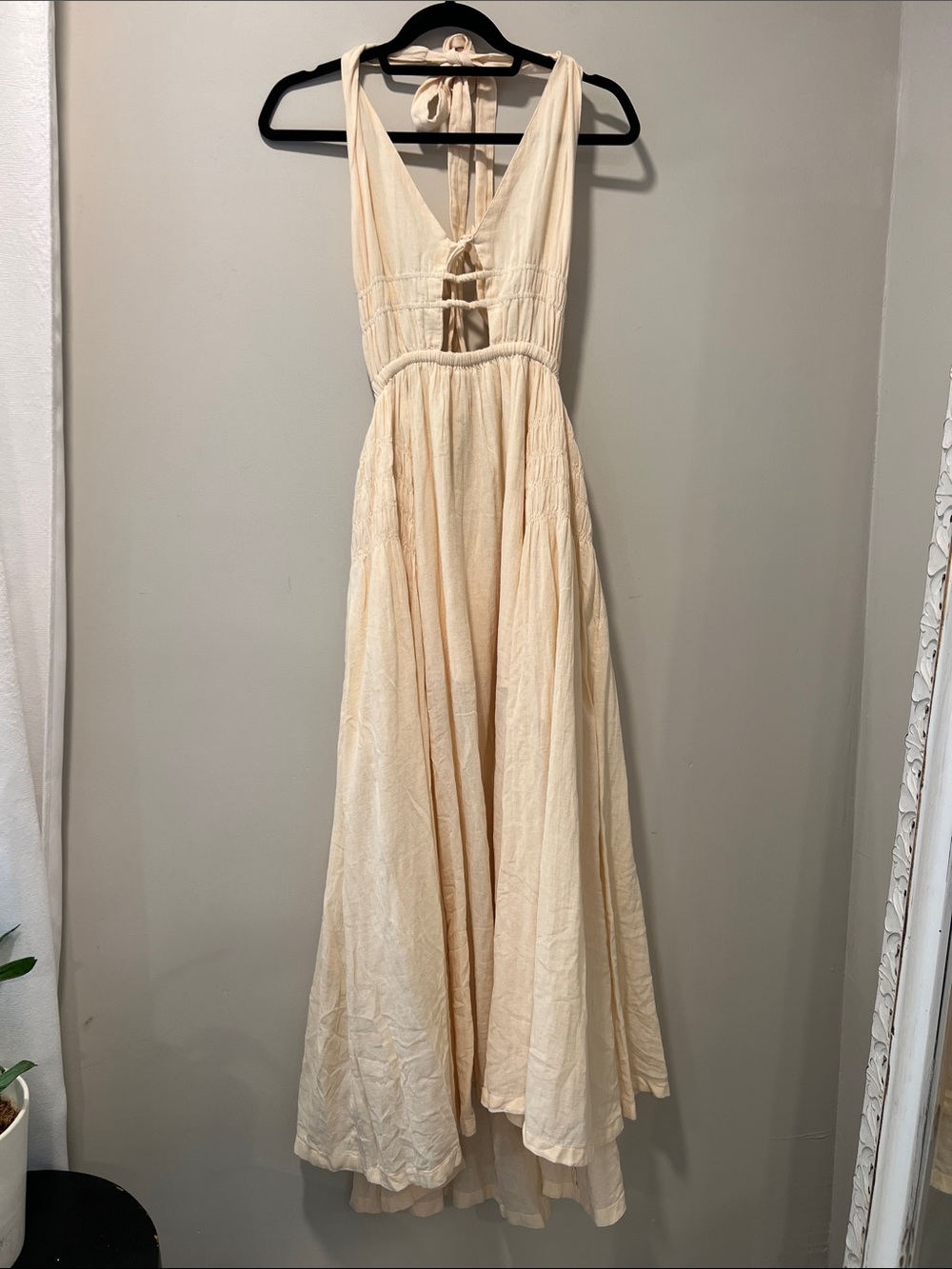 Free People Free-Est Angel Halter Cutout Maxi Dress Buttercream Medium - Picture 5 of 12